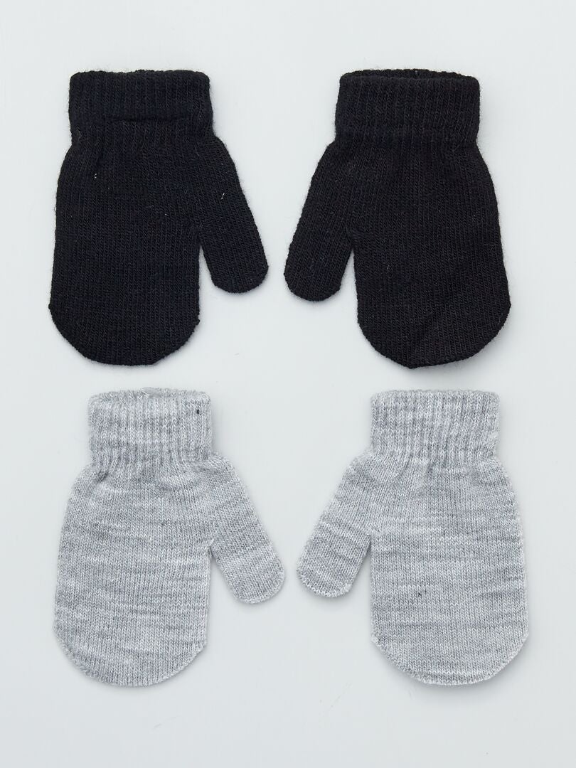 Cooraby Lot de 2 paires de moufles dhiver en tricot extensible pour bébé garçon et fille 