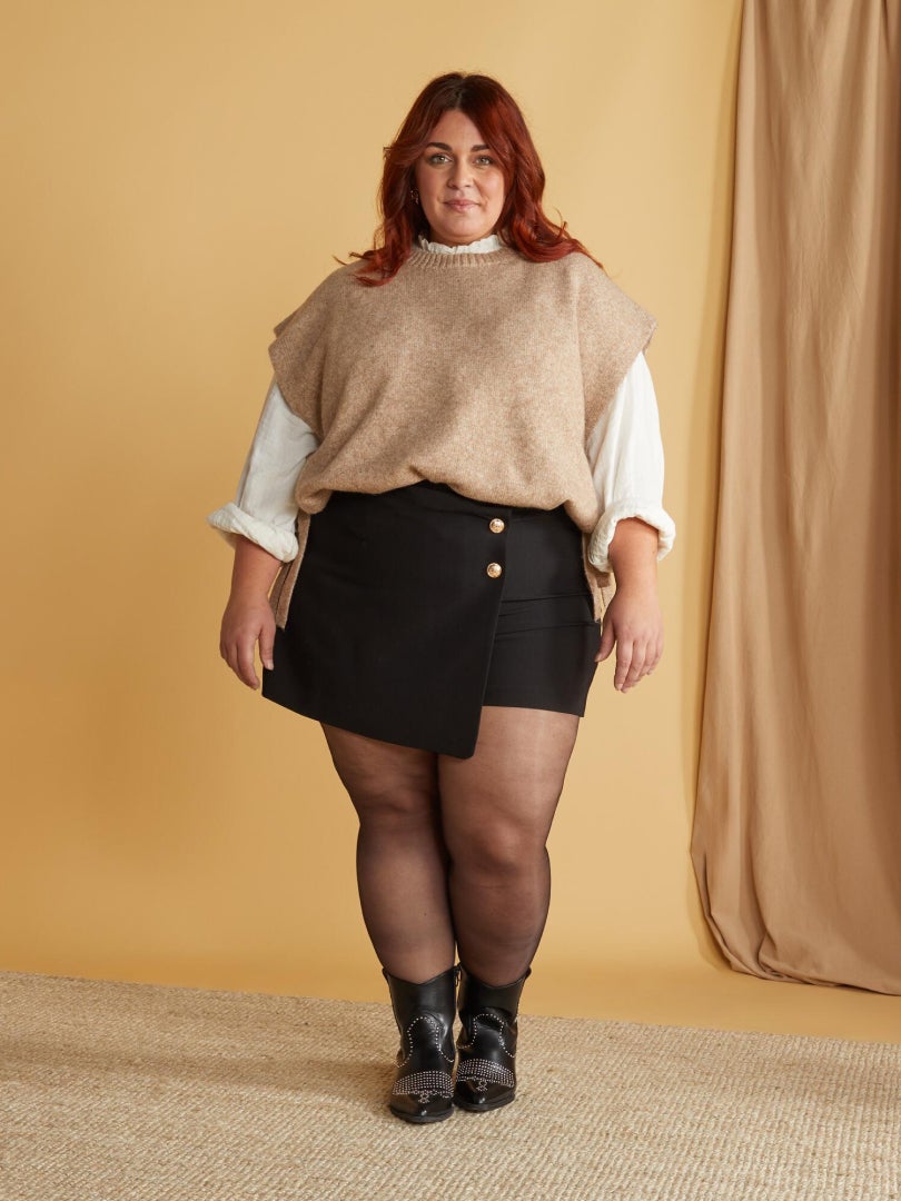 Pull sans manches en laine mélangée - Beige